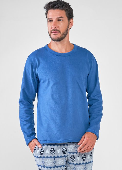 01 pijama masculino microsoft panda azul jeans