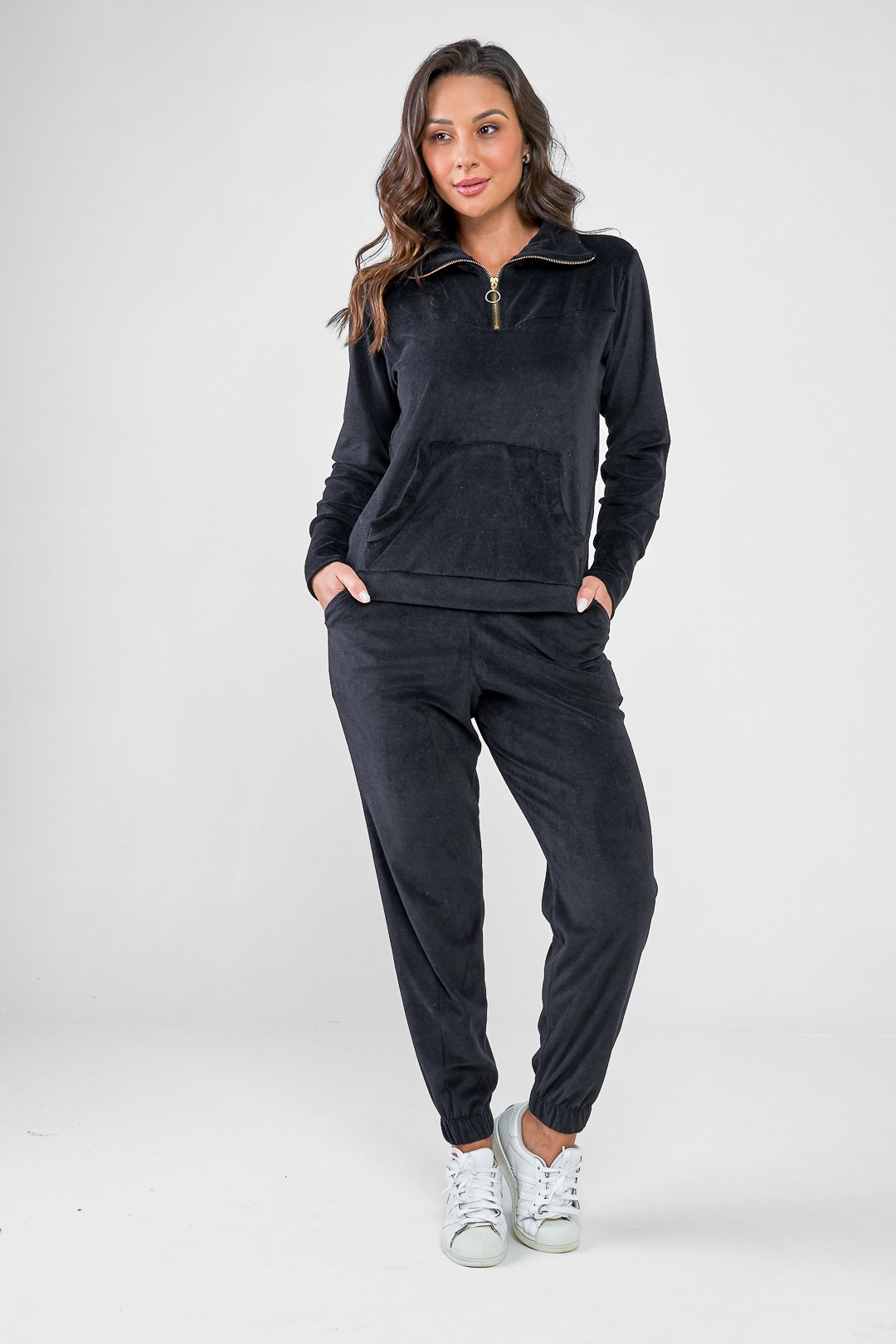トップス andwang Fluffy fleece set black Conjunto Feminino Plush Comfy